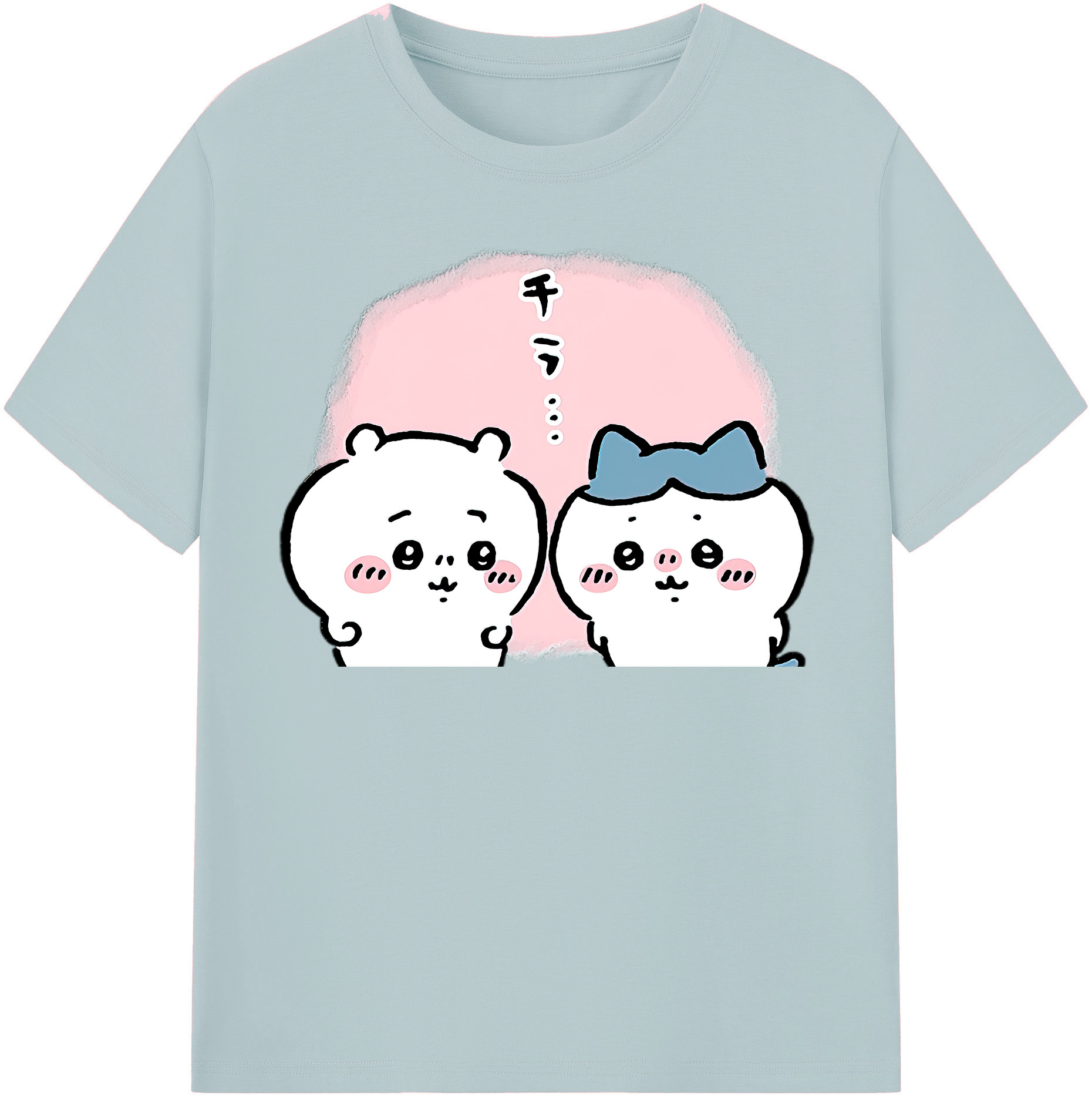 （画像用） ちいかわ ハチワレ Chii-kawa hachiware 綿100％半袖Tシャツ（フロントプリント）